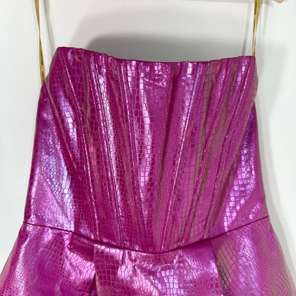 NWT Bronx and Banco Snakeskin Lace-Up Maraya Mini Dress | Pink Purple | SZ XL - Picture 5 of 14